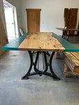 Elm Dining Table with Teal Resin Edges