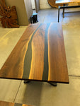 Walnut and black resin paired tables