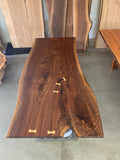 Walnut Dining Table with Maple Bowties 7.5 ft