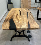 Maple Dining Table with Clear and Black Resin