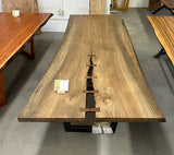 Elm Live Edge Dining Table with Walnut Bowties